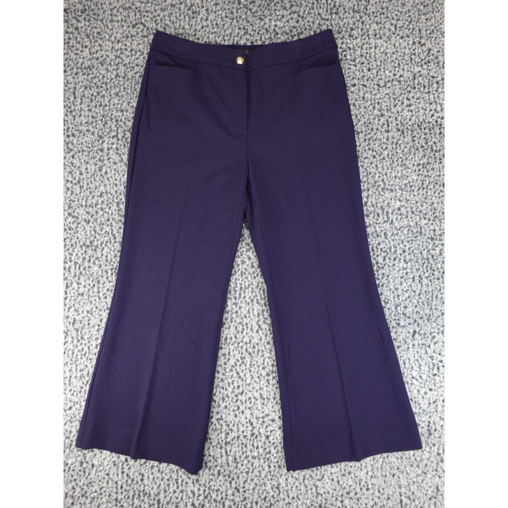 Talbots Providence Dress Pants‎ Womens 12 Purple Flare Leg Gold Button Trousers